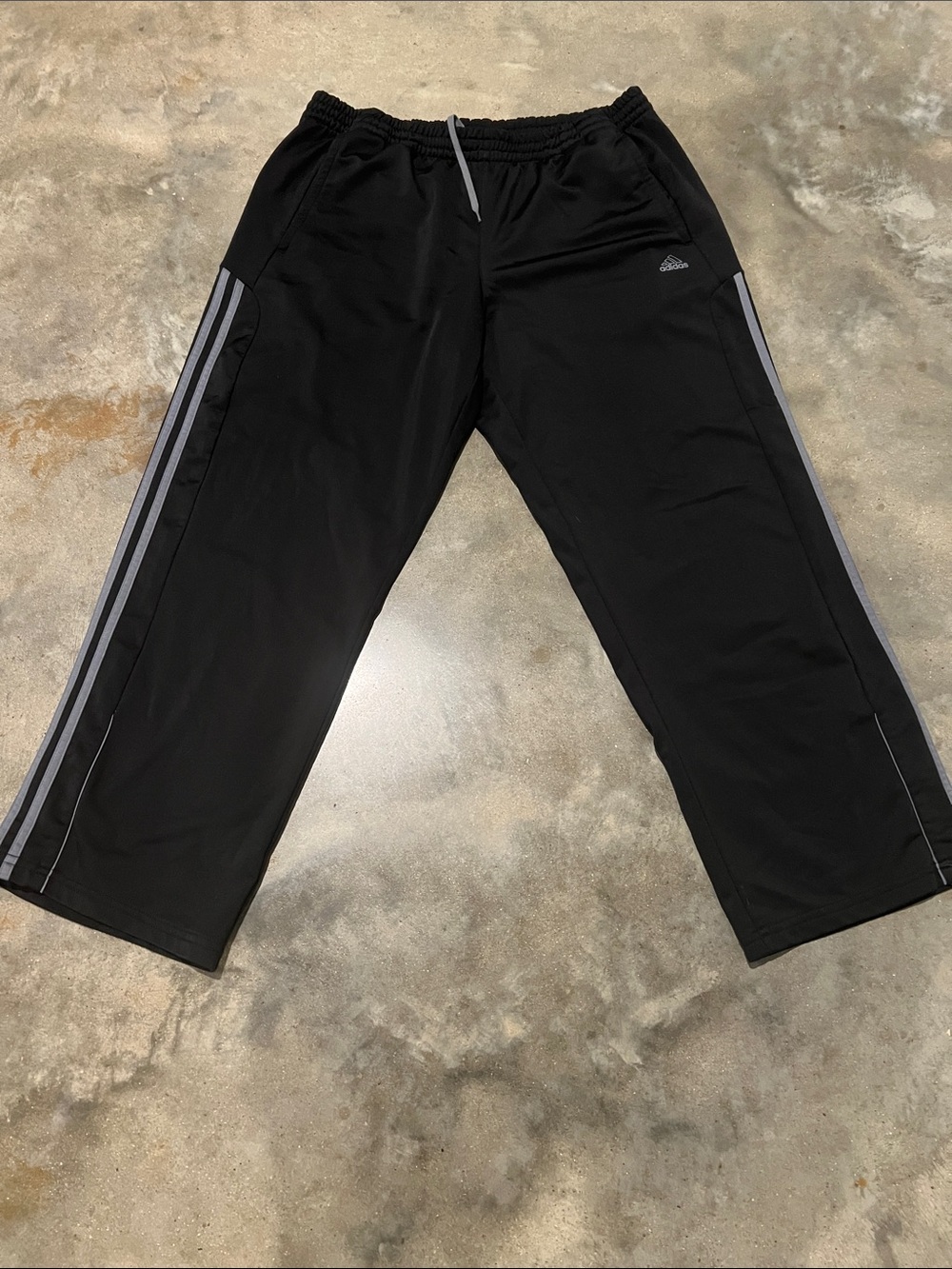 adidas Black Track Pants with Silver Stripes